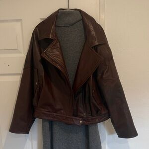 Burgundy Leather Jacket- real leather bought in Argentina never worn - chic fit